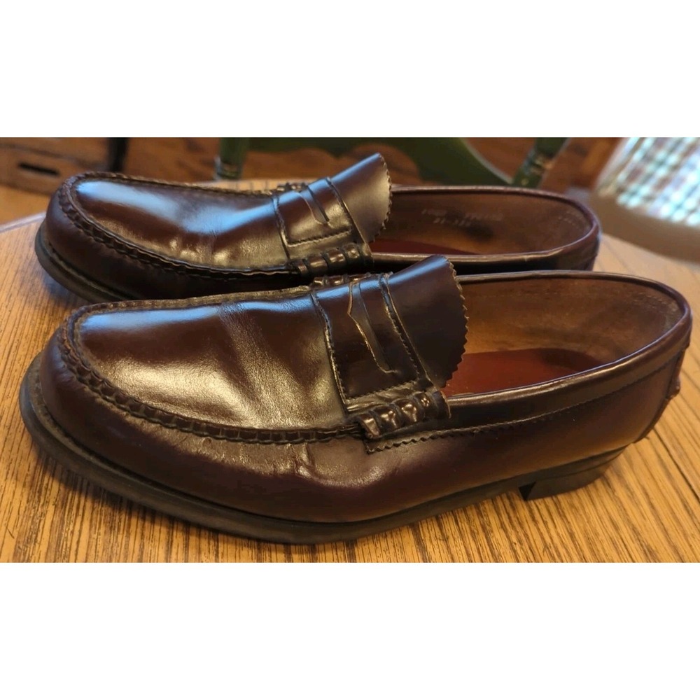 Vintage Dexter Shoes Mens Sz 10.5 D Brown Leather Penny Loafers Dress GH Bass